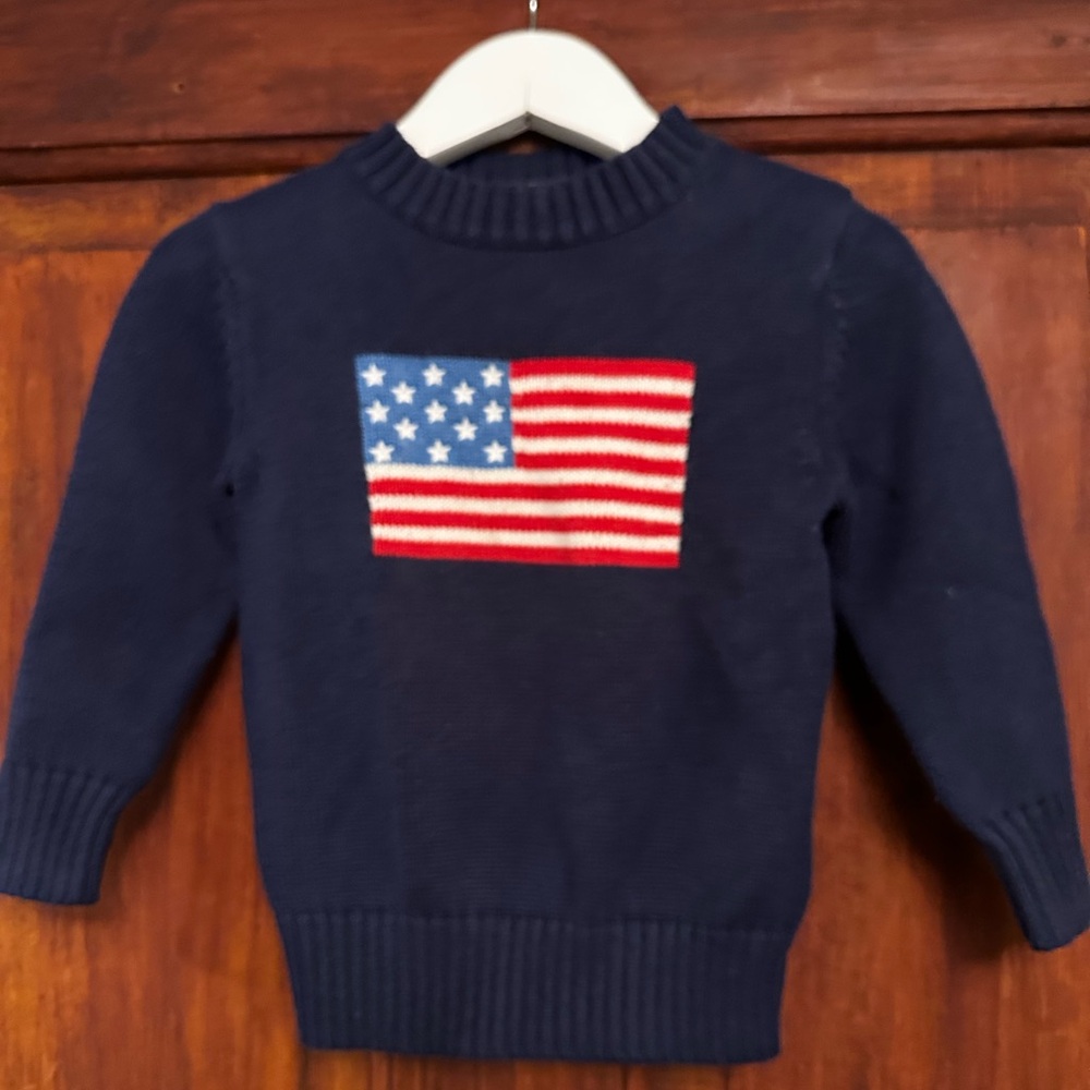 Ellsworth + Ivey Navy Sweater with Flag Design